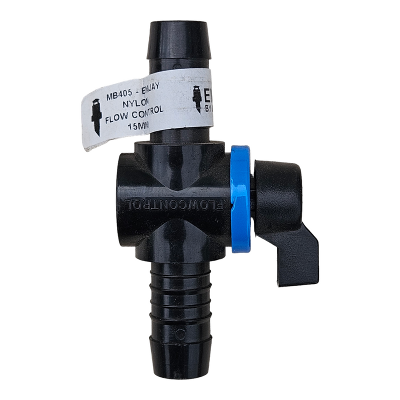 Image of a 15mm pipe flow control valve, featuring a durable metal body with an adjustable handle for regulating water flow in plumbing systems. The valve is compact, designed for easy installation, and suitable for precise flow management in both residential and commercial applications.