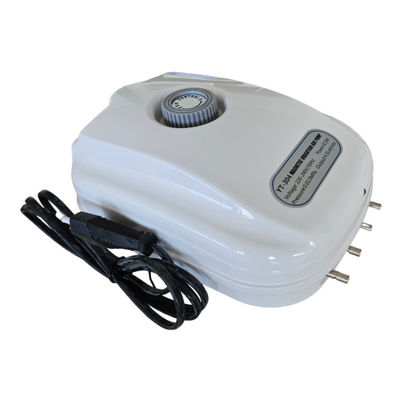 Air Pump for providing consistent airflow and aeration in hydroponic systems and aquariums, promoting healthy plant and fish growth.