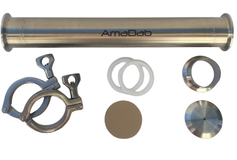 AmaDab Stainless Steel extraction kit with 360mm blast tube, clamps, and unbleached filters.