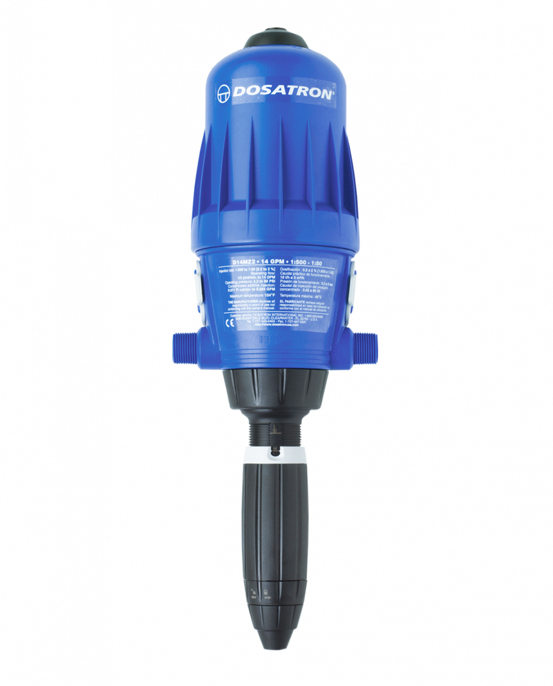 Dosatron Lo-Flo Series Injector 14 GPM – water-powered nutrient dosing unit for hydroponics and fertigation systems.


