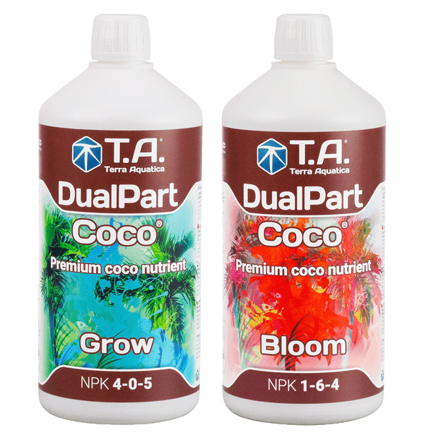 Dual Part Coco Grow & Bloom by Terra Aquatica – complete 2-part nutrient system for cannabis grown in coco coir, with added Ca and Mg.