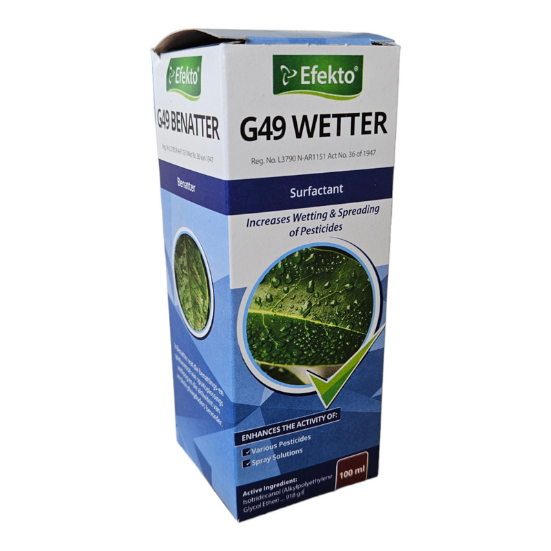 Efekto G49 Wetter 100ml for enhancing the effectiveness of pesticides by improving coverage and absorption.