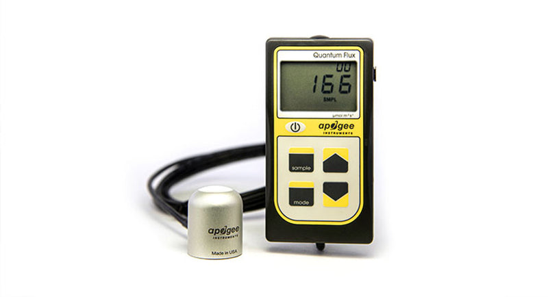 MQ-610 ePAR Quantum Meter front view showing full-spectrum sensor for cannabis light measurement from 400–750 nm.