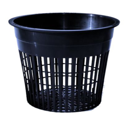 Net pot with mesh sides for optimal aeration and drainage, ideal for hydroponic and container gardening.