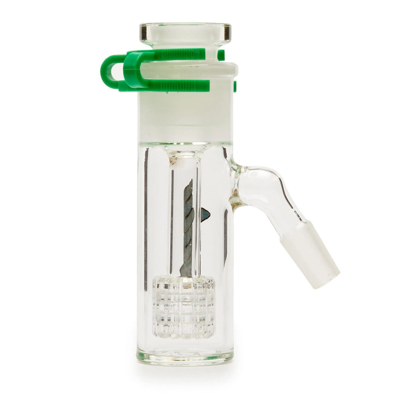 45° ash catcher with clip for secure attachment and improved filtration.