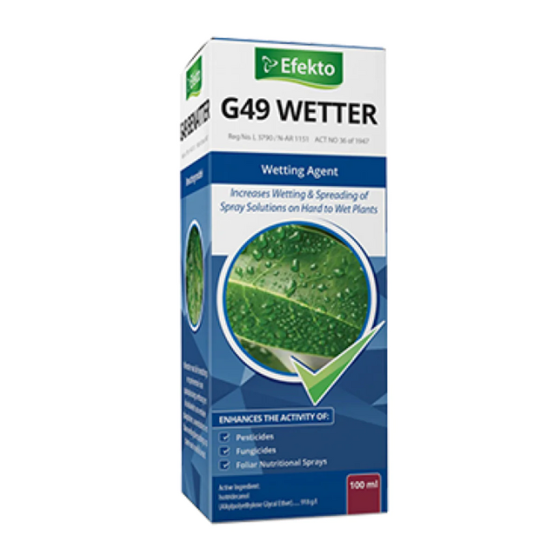 Efekto G49 Wetter 100ml for enhancing the effectiveness of pesticides by improving coverage and absorption.