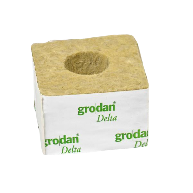 Grodan Delta Hugo 15 x 15 rock wool block, offering excellent root support and stability for medium-sized plants.