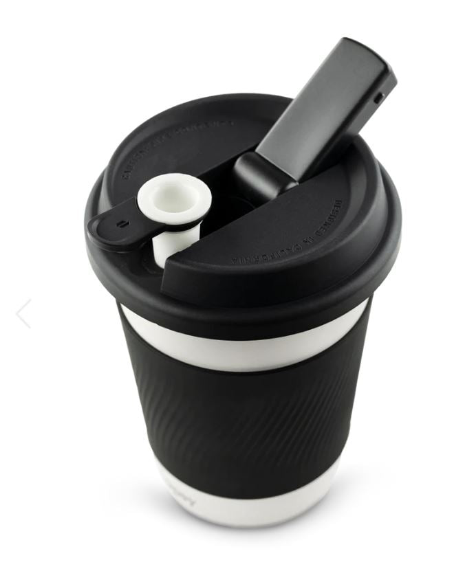 The Cupsy, a discreet and portable smoking device disguised as a coffee cup.